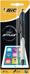 Stylo 2 en 1 Bille + Stylet 4 COLOURS GRIP STYLUS Corps Gris Pte Moy. 4 Couleurs BIC