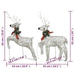 vidaXL Décoration de Noël Rennes avec traîneau 140 LED Extérieur Doré