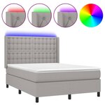 vidaXL Sommier tapissier et matelas et LED Gris clair 140x190 cm Tissu