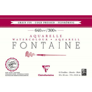 Bloc aquarelle fontaine grain fin - 18x26cm - 640g - clairefontaine