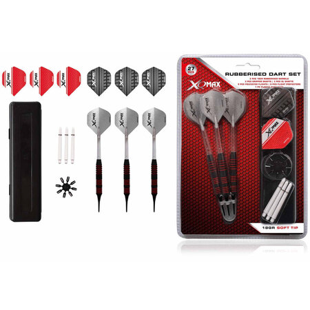 Xqmax darts jeu de fléchettes caoutchoutées 27 pièces 18 g qd7000670