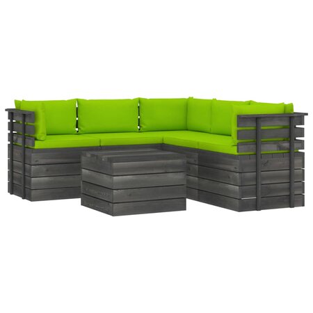 vidaXL Salon palette de jardin 6 Pièces avec coussins Bois de pin massif