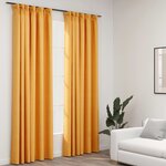 vidaXL Rideaux occultants aspect lin et crochets 2 Pièces Jaune 140x225cm