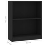 vidaXL Bibliothèque Noir 60x24x74 5 cm Bois d'ingénierie