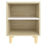vidaXL Table de chevet pieds en bois Blanc et Chêne sonoma 40x30x50 cm