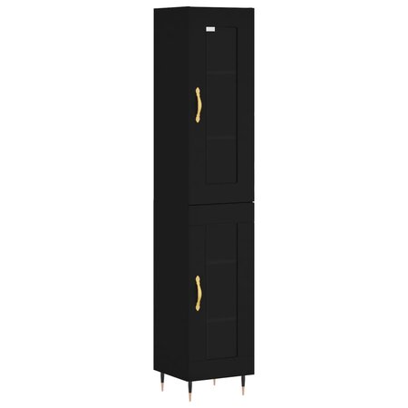 vidaXL Buffet haut Noir 34 5x34x180 cm Bois d'ingénierie