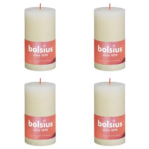 Bolsius Bougies pilier rustiques Shine 4 Pièces 130x68 mm Perle douce