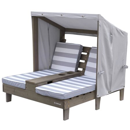 Kidkraft chaise longue double avec porte-gobelets pour enfants gris
