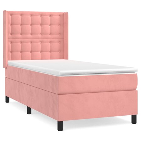 vidaXL Lit à sommier tapissier avec matelas Rose 90x200 cm Velours