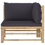 vidaXL Salon de jardin 2 Pièces avec coussins gris foncé Bambou