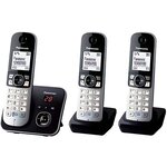 PANASONIC Téléphone résidentiel dect - TG6823 - Trio avec répondeur - Argent et noir