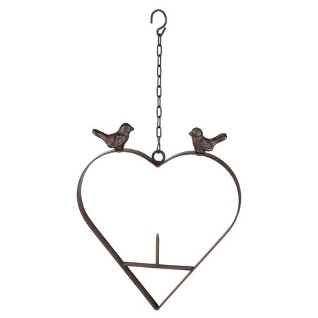 HI Mangeoire à oiseaux en forme de cœur 23 5 cm Marron
