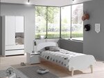 KIDDY Armoire 2 portes 2 tiroirs pin massif laqué blanc