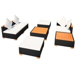 vidaXL Salon de jardin 7 Pièces avec coussins Résine tressée Noir