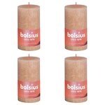 Bolsius Bougies pilier rustiques Shine 4 Pièces 130x68 mm Rose brumeux