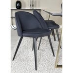 Venture Home Chaises à dîner 2 Pièces Velvet Polyester Noir