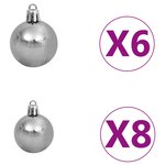 vidaXL Set de boules de Noël avec pic et 150 LED 61 Pièces Blanc et gris