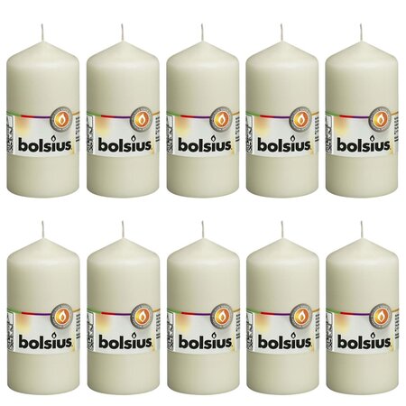 Bolsius Bougies pilier 10 Pièces 120x58 mm Ivoire