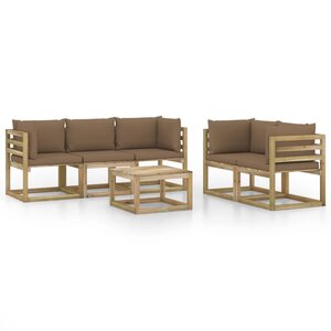 vidaXL Salon de jardin 6 Pièces avec coussins taupe