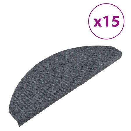 vidaXL Tapis d'escalier autocollants 15 Pièces 65x22 5x3 5 cm Gris
