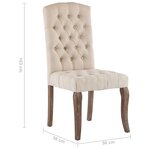 vidaXL Chaises à manger lot de 2 beige tissu à l'aspect de lin