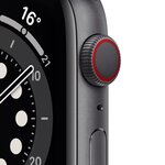 Apple Watch Series 6 GPS + Cellular, 44mm Boîtier en Aluminium Gris Sidéral avec Bracelet Sport Noir