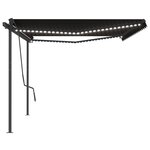 vidaXL Auvent automatique capteur de vent et LED 5x3 5 m Anthracite