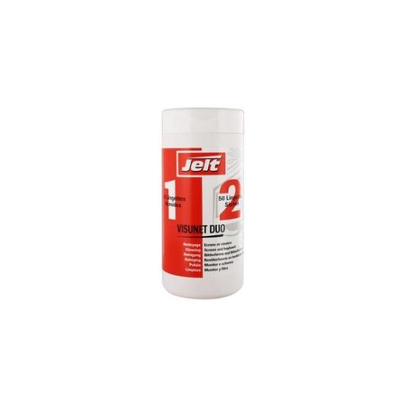 Boite de 50 lingettes humides et 50 sèches Visunet Duo pour écrans et claviers JELT