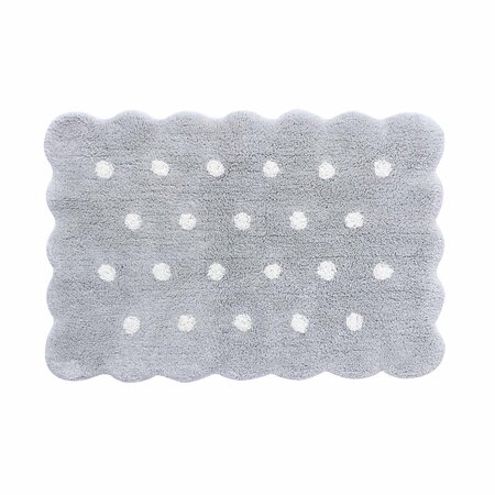 Tapis coton lavable Mini Biscuit Vintage gris - 70 x 100 cm