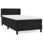 vidaXL Lit à sommier tapissier avec matelas Noir 90x200 cm Velours
