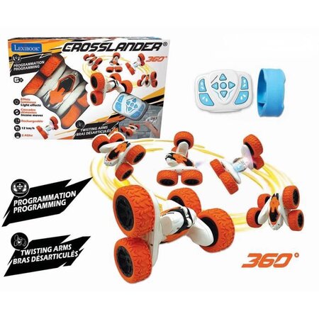 CROSSLANDER Voiture télécommandée tout-terrain lumineuse programmable et rechargeable avec contrôle au poignet - LEXIBOOK