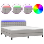 vidaXL Sommier tapissier et matelas et LED Gris clair 180x200 cm Tissu