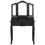 vidaXL Ensemble de coiffeuse avec tabouret Noir 80x69x141 cm Paulownia
