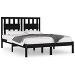 vidaXL Cadre de lit Noir Bois de pin massif 120x190 cm Petit Double