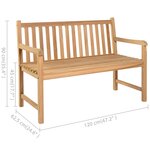 vidaXL Banc de jardin avec coussin crème 120 cm Bois de teck massif