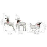 vidaXL Décoration de Noël Rennes avec traîneau 60 LED Extérieur Doré