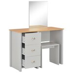 vidaXL Coiffeuse avec miroir et tabouret Gris 104 x 45 x 131 cm