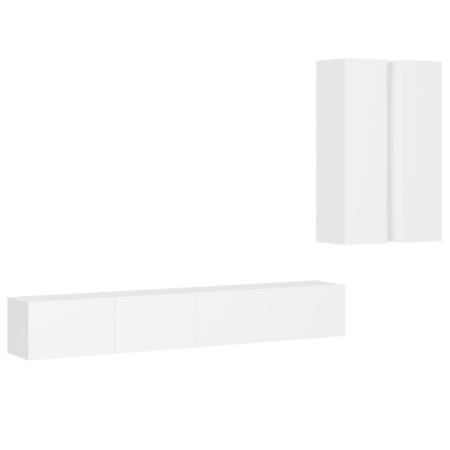 vidaXL Ensemble de meubles TV 4 Pièces Blanc Aggloméré