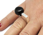 Bague céramique asymétrique Noir