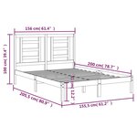 vidaXL Cadre de lit Gris Bois de pin massif 150x200 cm Très grand