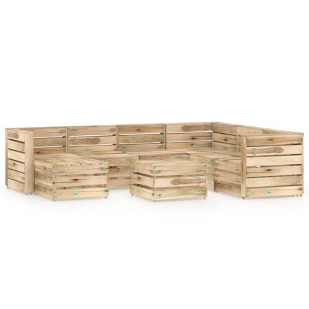 vidaXL Salon de jardin 8 Pièces Bois de pin imprégné de vert