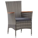 vidaXL Salon de jardin 9 Pièces avec coussins Résine tressée Gris