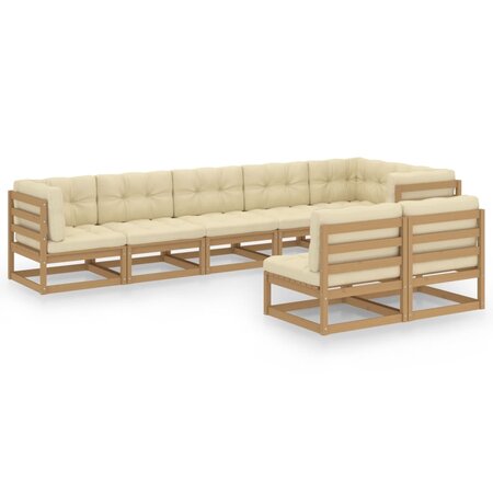 vidaXL Salon de jardin 8 Pièces avec coussins Bois de pin massif