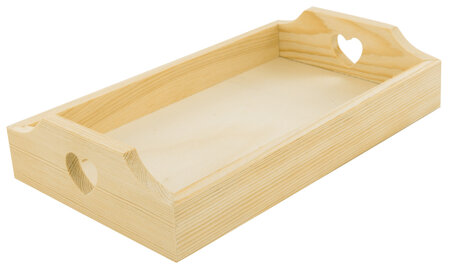 Plateau en bois avec découpe coeur 22 x 13 x 3 cm