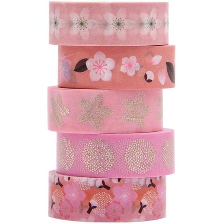 5 Masking Tapes  motifs fleurs Sakura  Printemps Japonais