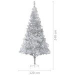 vidaXL Sapin de Noël artificiel avec support argenté 240 cm PET