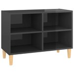 vidaXL Meuble TV avec pieds en bois massif Gris brillant 69 5x30x50 cm