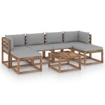 vidaXL Salon palette de jardin 7 Pièces et coussins Bois de pin imprégné