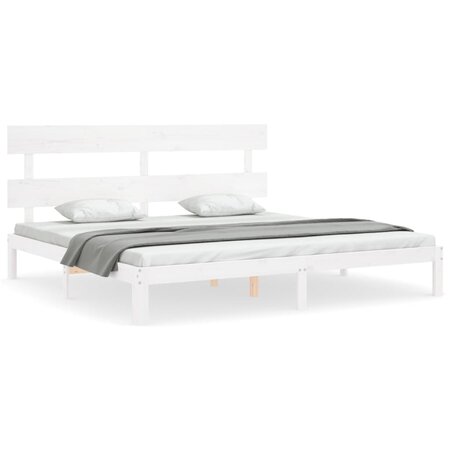 vidaXL Cadre de lit avec tête de lit blanc 200x200 cm bois massif