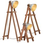 vidaXL Lampadaires 3 Pièces Argenté E27 Bois de manguier massif